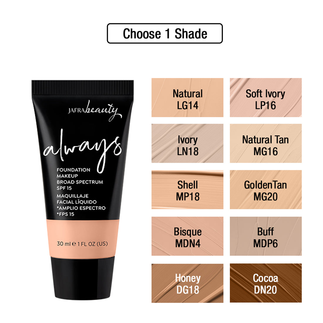 JAFRA Beauty Always Foundation Makeup BS SPF 15+ Brush