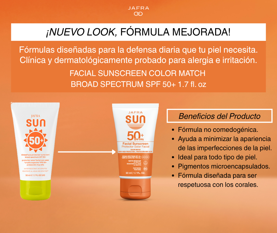 NEW! JAFRA Sun Facial Sunscreen Color Match SPF 50+